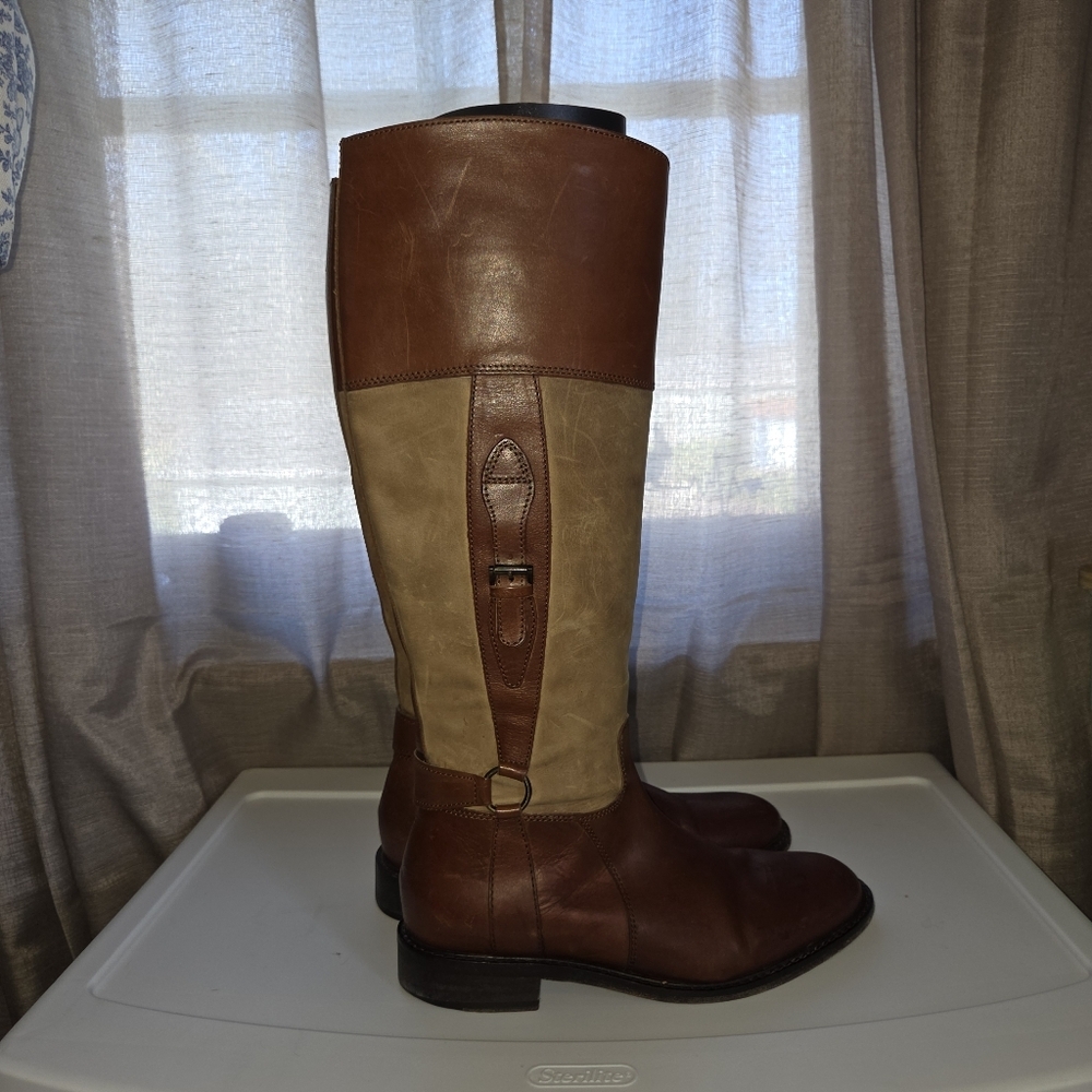 Johnston & Murphy Brown and Tan tall Leather Riding Boots - Picture 11 of 14